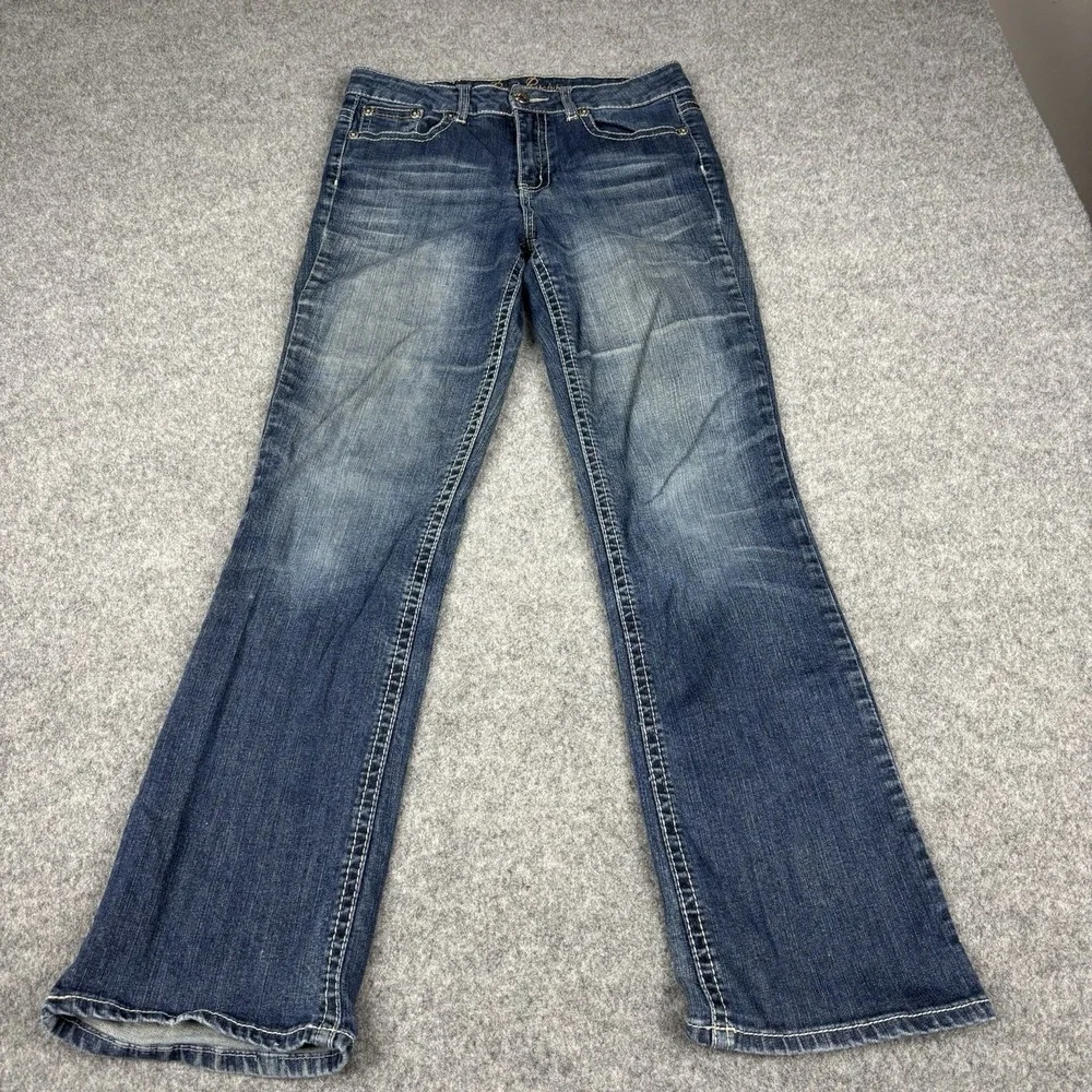 Royal Premium Jeans Women's 6 Bootcut Embellished Dark Wash Blue Denim Casual‎